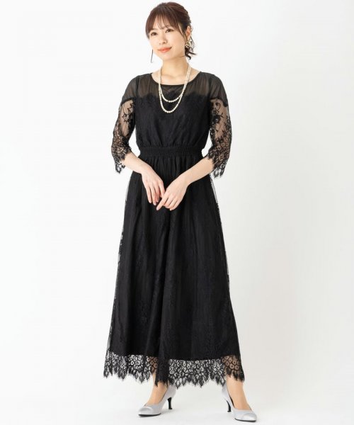 Select Shop  フラワーレースパンツドレス　ブラック/M
