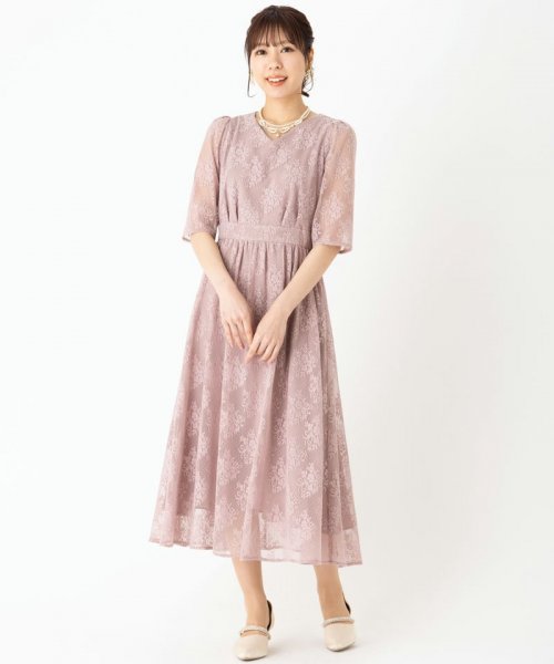 Aimer  【ドレス3点セット】エメ　フラワーブーケレースドレス　ピンク/M