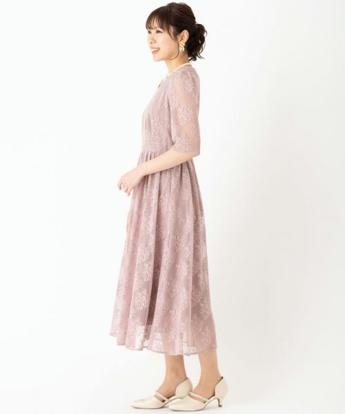 Aimer  【ドレス3点セット】エメ　フラワーブーケレースドレス　ピンク/M