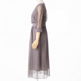 Aimer  【ドレス2点SET】エメ　総ラッセルストライプレース7分袖ドレス モカ/S-M