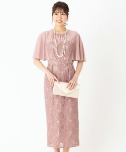 Aimer  【ドレス2点セット】エメ　ケープ風スリーブレースタイトドレス　ピンク/M