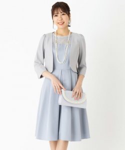 Aimer  【ドレス3点セット】エメ　ダミアレース7分袖ドレス　ブルーグレー/M