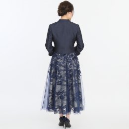Select Shop  【ドレス3点SET】刺繍レース　バイカラーネイビー/L-LL