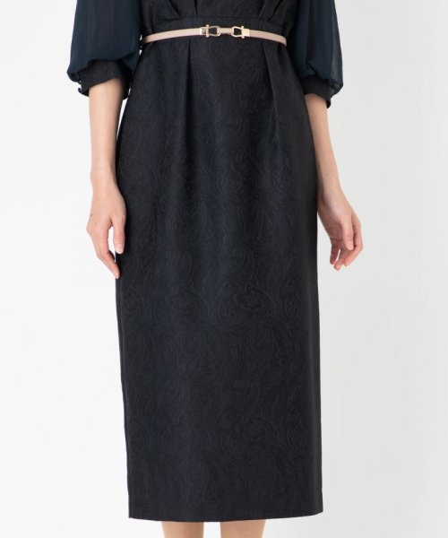 Aimer  エメ　袖付きジャカードタイトラインドレス　ブラック/M
