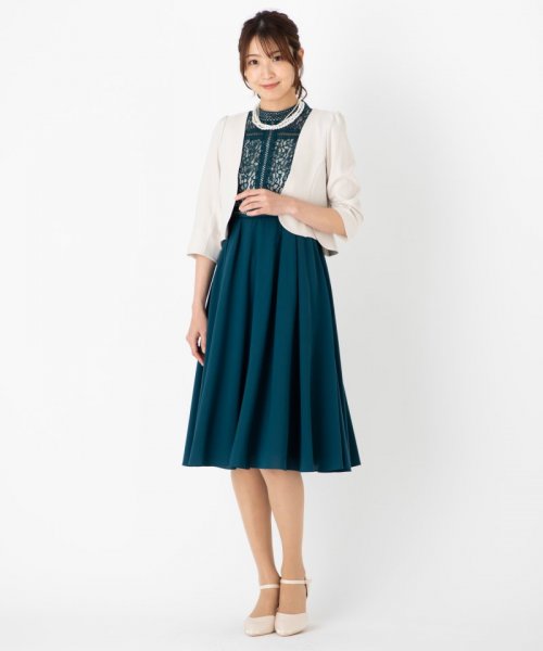 Select Shop  【ドレス3点セット】ハシゴレースシフォンドレス ダークグリーン/S-M
