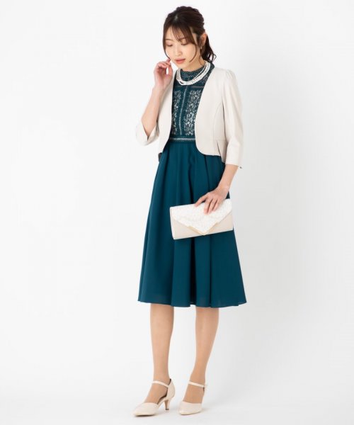 Select Shop  【ドレス3点セット】ハシゴレースシフォンドレス ダークグリーン/S-M