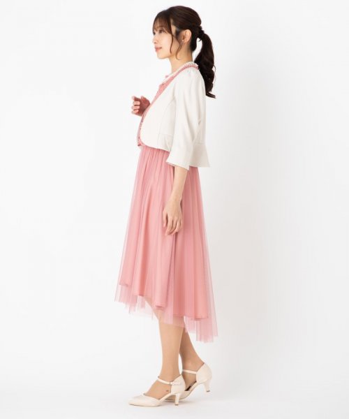 Aimer  【ドレス3点セット】エメ　レーストップス×チュールワンピースドレス ピンク/S-M
