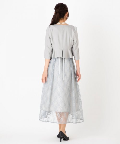 Select Shop  【ドレス4点SET】ウエストツイストオールレースドレス　グレー/S-M