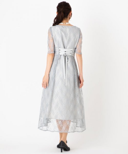Select Shop  【ドレス4点SET】ウエストツイストオールレースドレス　グレー/S-M