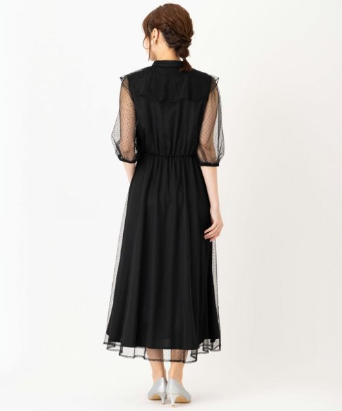 Select Shop  ケープ襟付きドットレースドレス　ブラック/M