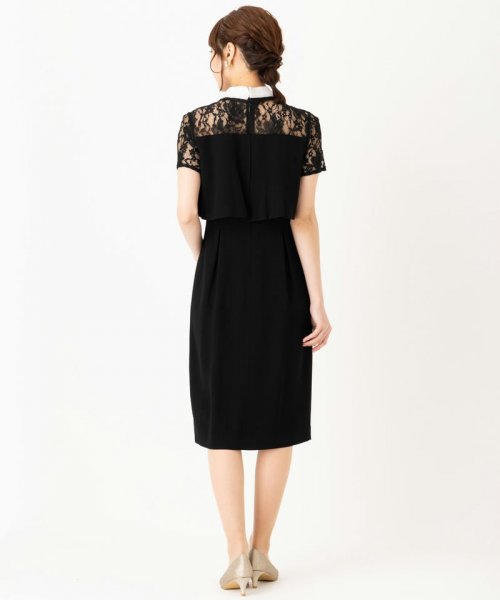 GRACE CONTINENTAL  グレースコンチネンタル　オーガン刺繍襟ドレス　ブラック/M-L