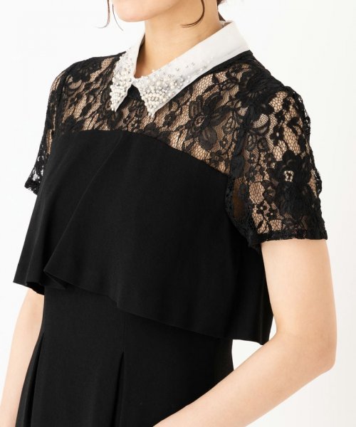 GRACE CONTINENTAL  グレースコンチネンタル　オーガン刺繍襟ドレス　ブラック/S-M