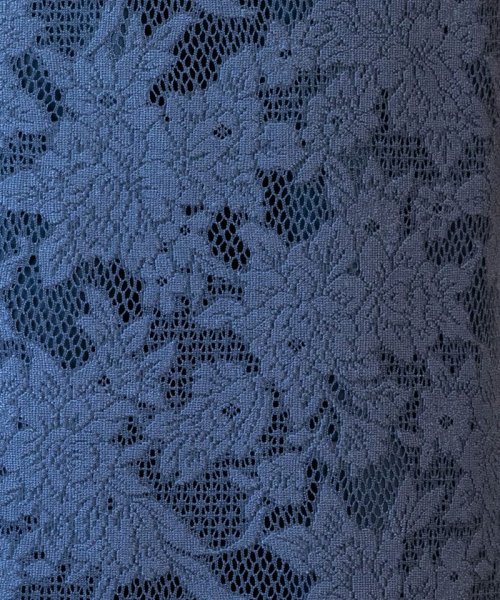 Aimer  【ドレス4点SET】ジャカードレース袖付きタイトラインドレス　ブルー/M