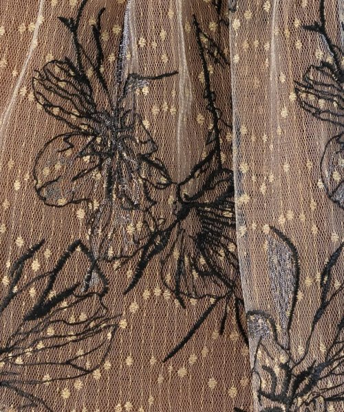 Leja  レジャ　花柄刺繍ボレロ&ワッフルIラインタイトスリットドレス　ブラウン/M