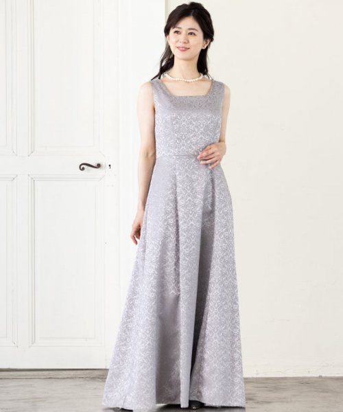 Select Shop  【ショートサイズドレス3点セット】クラシックジャガードドレス　シルバーグレー/M