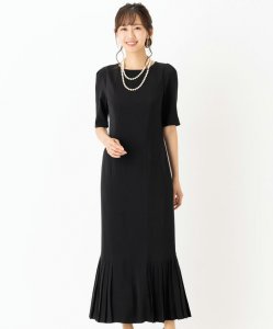 Select Shop  シンプルタイトプリーツドレス　ブラック/M