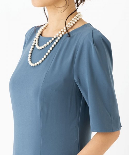 Select Shop  シンプルタイトプリーツドレス　ブルー/S