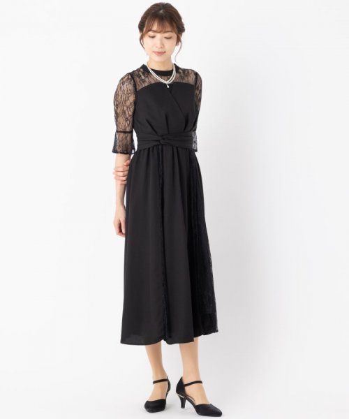 Select Shop  ビスチェ風レース切替ドレス　ブラック/M