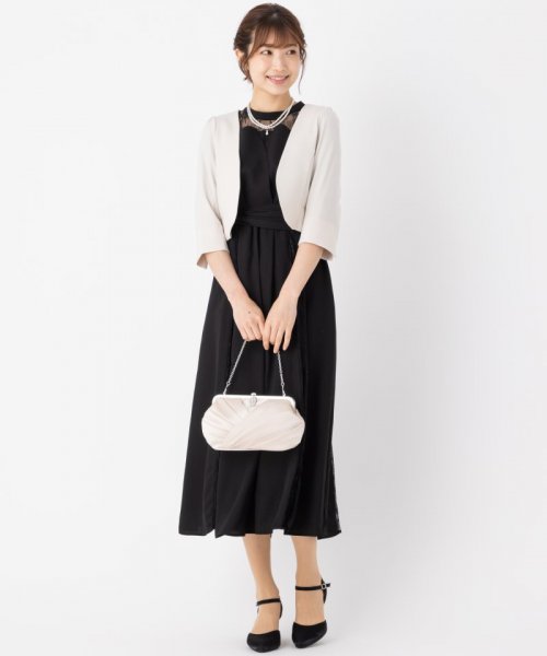 Select Shop  ビスチェ風レース切替ドレス　ブラック/L