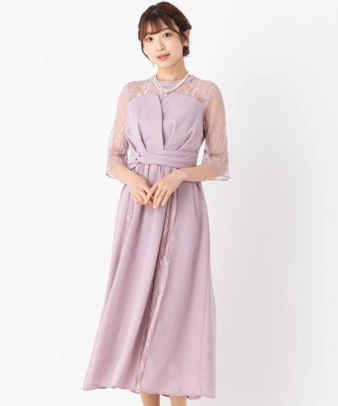 Select Shop ビスチェ風レース切替ドレス ピンク/L｜結婚式パーティーのレンタルドレス・アイテムはCariru