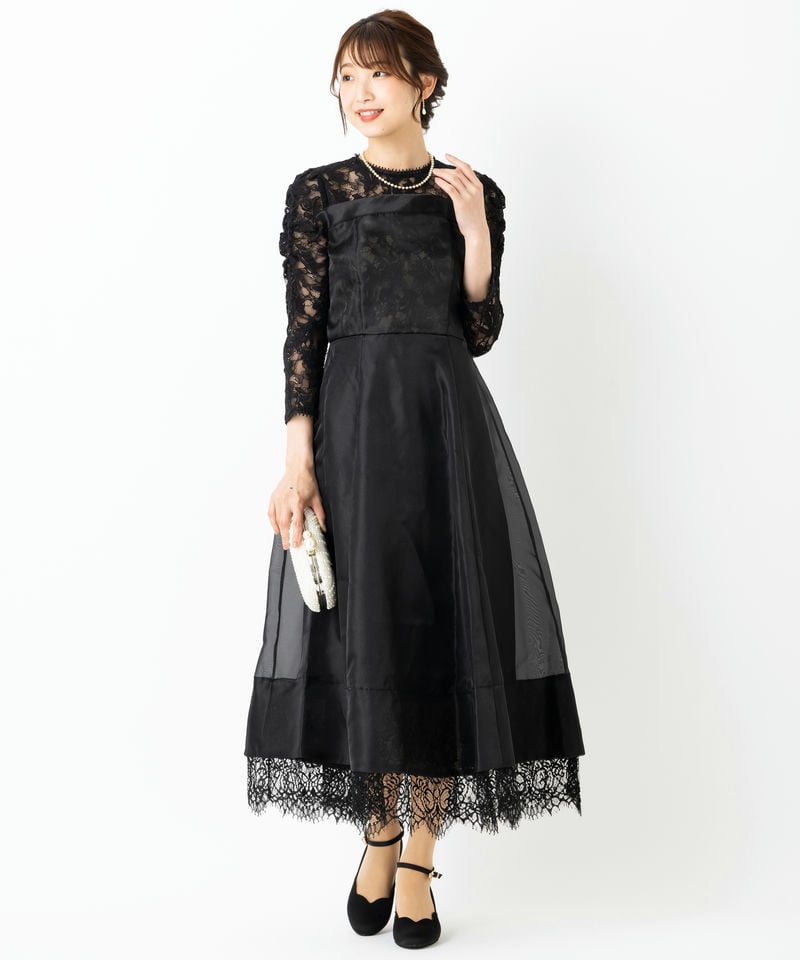 【定価¥29,700】SNIDEL ボリュームフレアレースドッキングドレス