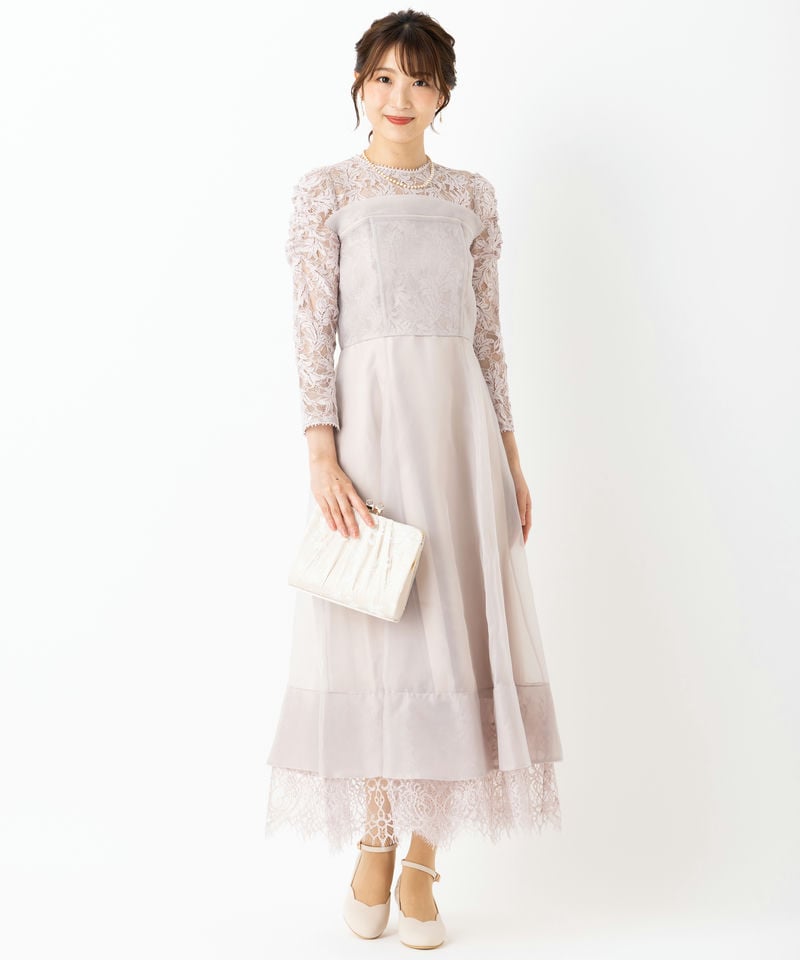 【定価¥29,700】SNIDEL ボリュームフレアレースドッキングドレス