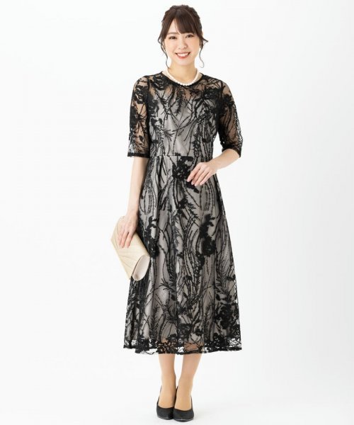 Select Shop  【ドレス2点セット】チュール×総刺繍ドレス　ブラック/M