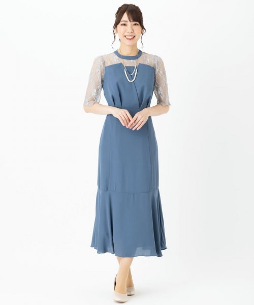 Select Shop  ビスチェ風マーメイドドレス　ブルー/M