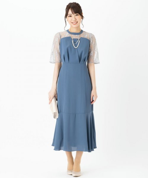 Select Shop  ビスチェ風マーメイドドレス　ブルー/M