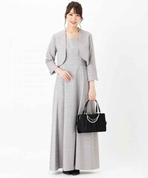 Select Shop  【ドレス3点セット】クラシックジャガードドレス　シルバーグレー/M