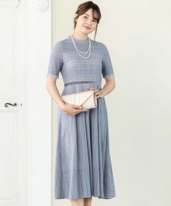 Select Shop  【ドレス3点セット】ダイヤ柄レースドレス ブルーグレー/M