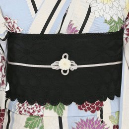 utatane  うたたね　帯飾り「レトロ菊モチーフ」　　グレー/FREE