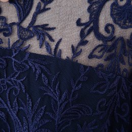 Aimer  【マスク・ドレスセット】エメ　刺繍シフォン袖付きドレス　ネイビー/S-M