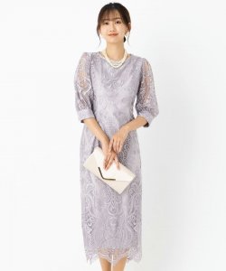 Select Shop  【ドレス2点セット】エンブロイダリーコクーンドレス　ライトラベンダー/3L