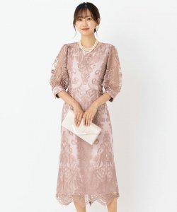 Select Shop  【ドレス2点セット】エンブロイダリーコクーンドレス　ローズピンク/3L