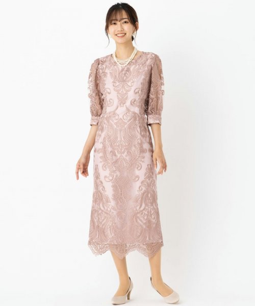 Select Shop  【ドレス2点セット】エンブロイダリーコクーンドレス　ローズピンク/M