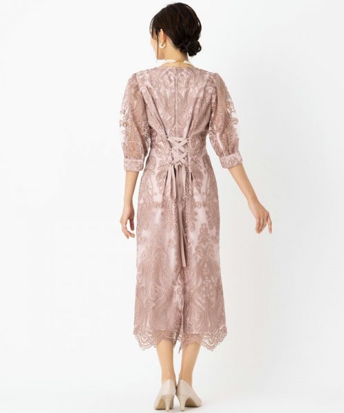 Select Shop  【ドレス2点セット】エンブロイダリーコクーンドレス　ローズピンク/LL