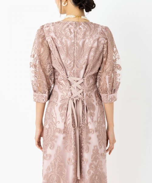 Select Shop  【ドレス2点セット】エンブロイダリーコクーンドレス　ローズピンク/3L