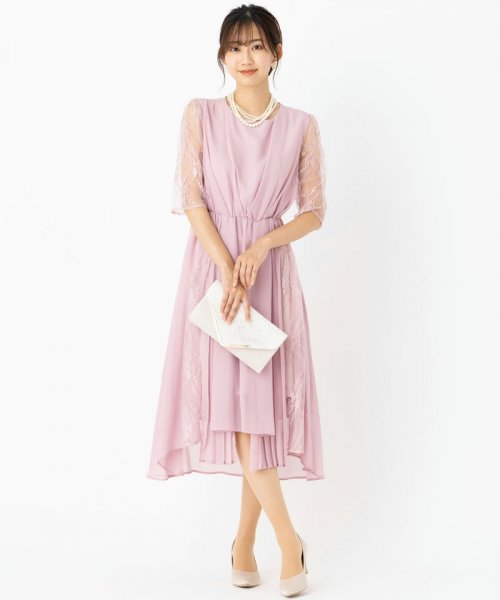 Select Shop  【ドレス2点セット】オーガンジーレースドレス　ピンク/M
