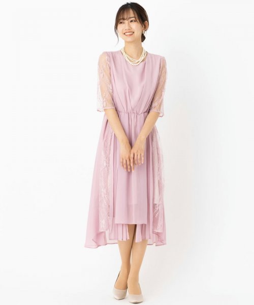Select Shop  【ドレス2点セット】オーガンジーレースドレス　ピンク/M