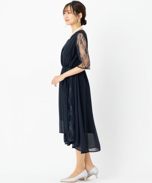 Select Shop  【ドレス2点セット】オーガンジーレースドレス　ネイビー/4L