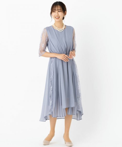 Select Shop  【ドレス2点セット】オーガンジーレースドレス　ブルーグレー/3L