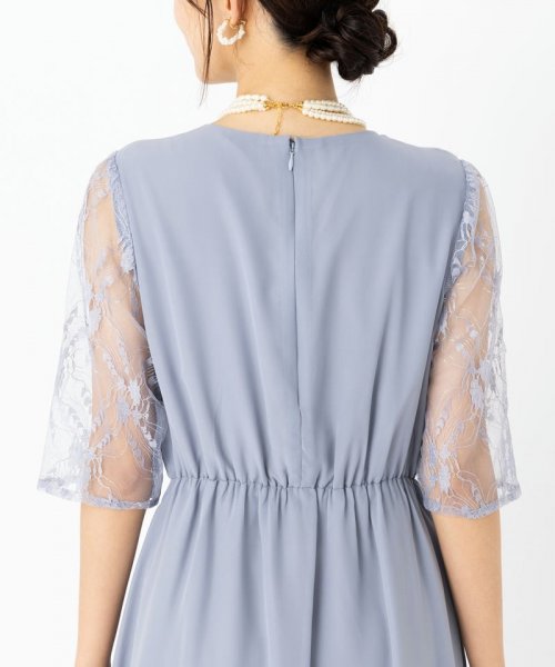 Select Shop  【ドレス2点セット】オーガンジーレースドレス　ブルーグレー/3L