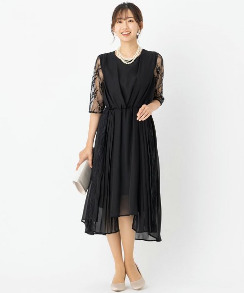 Select Shop  【ドレス2点セット】オーガンジーレースドレス　ブラック/L