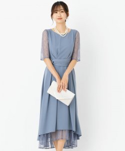 Select Shop  【ドレス2点セット】ウエストモチーフベルトドレス　ブルーグレー/S