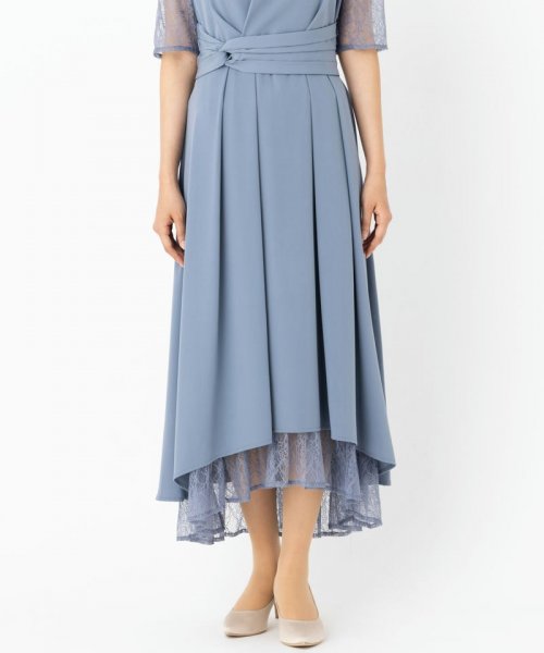 Select Shop  【ドレス2点セット】ウエストモチーフベルトドレス　ブルーグレー/M