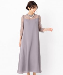 Aimer  エメ　プチハイネック袖付きテントラインドレス　グレー/M