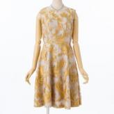 グレースコンチネンタル　フェザーチュール刺繍ドレス　イエロー/S-M
