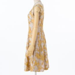 GRACE CONTINENTAL  グレースコンチネンタル　フェザーチュール刺繍ドレス　イエロー/S-M
