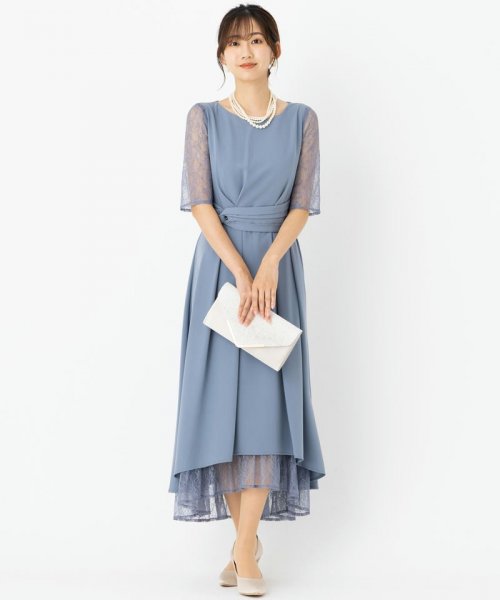 Select Shop  ウエストモチーフベルトドレス　ブルーグレー/M